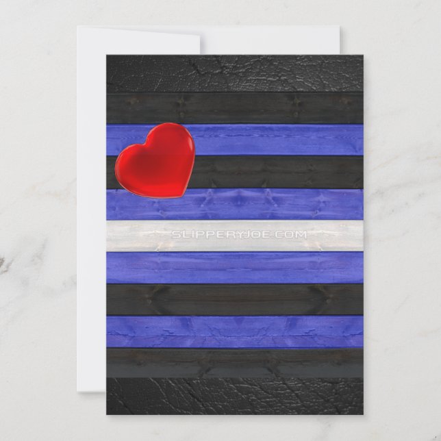 Cartes Pour Fêtes Annuelles SlipperyJoe's cuir drapeau orgueil noir bleu royal (Devant)