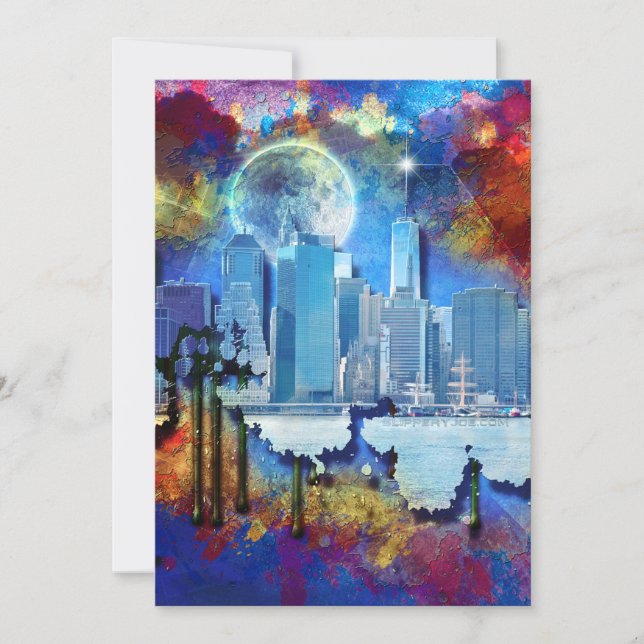 Cartes Pour Fêtes Annuelles SlipperyJoe's gratte-ciel NYC bâtiments artwork gr (Devant)