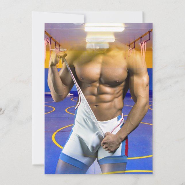 Cartes Pour Fêtes Annuelles SlipperyJoe's musculaire bulge six pack gym trai (Devant)
