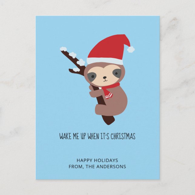 Cartes Pour Fêtes Annuelles Sloth Christmas mignonne Wake Me Up Holiday mignon (Devant)