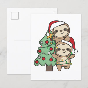 Cartes Pour Fêtes Annuelles Sloth Christmas Tree Animaux de Noël Sloths