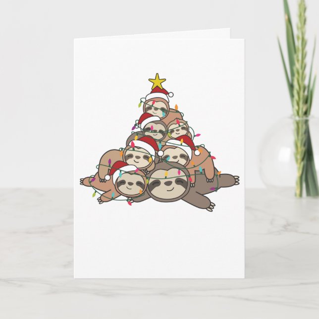 Cartes Pour Fêtes Annuelles Sloth Christmas Tree Drôle animal Noël Adulte Adul (Devant)