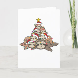 Cartes Pour Fêtes Annuelles Sloth Christmas Tree Drôle animal Noël Adulte Adul