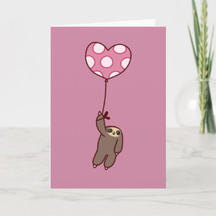 Cartes Pour Fêtes Annuelles Sloth Coeur Balloon