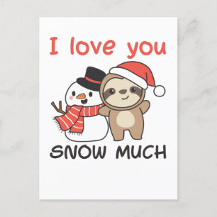 Cartes Pour Fêtes Annuelles Sloth I Love You Snow Much Snowman Pun