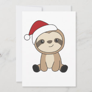 Cartes Pour Fêtes Annuelles Sloth Noël Neige Hiver Animaux Fentes