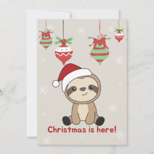 Cartes Pour Fêtes Annuelles Sloth Noël Neige Hiver Animaux Sloths