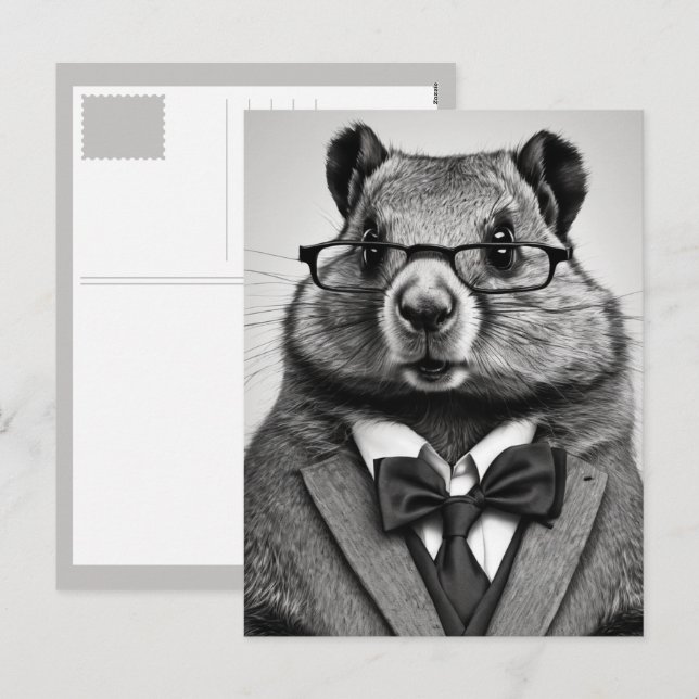 Cartes Pour Fêtes Annuelles smartypants marmotte (Devant / Derrière)