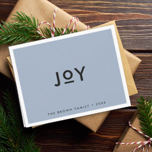 Cartes Pour Fêtes Annuelles Smoke Blue Joy   Noël moderne minimaliste