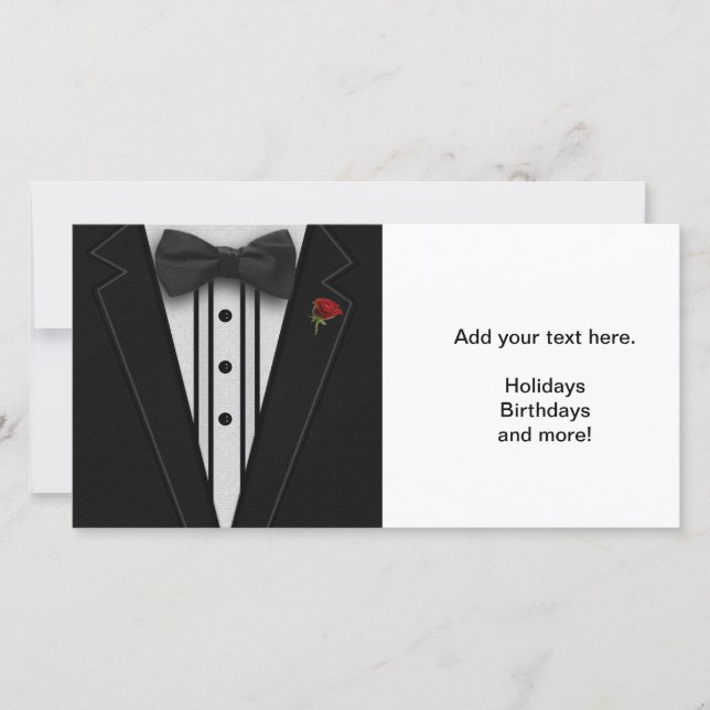 Cartes Pour Fêtes Annuelles Smoking noir avec nœud papillon (Devant)
