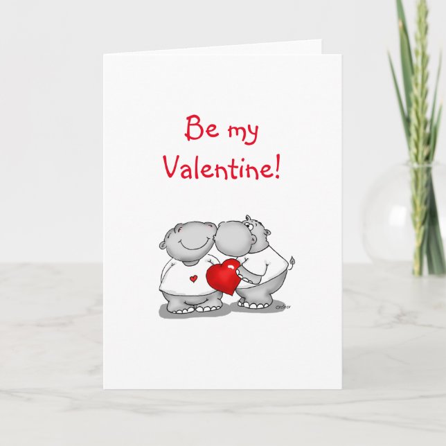 Cartes Pour Fêtes Annuelles Smooch - Hippo Kiss Valentin (Devant)