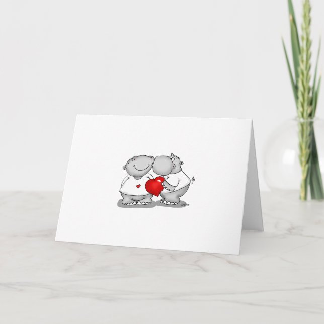 Cartes Pour Fêtes Annuelles Smooch - Hippo Kiss Valentin (Devant)