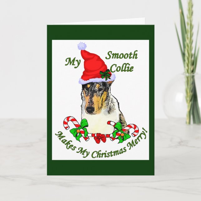 Cartes Pour Fêtes Annuelles Smooth Collie Cadeaux de Noël (Devant)