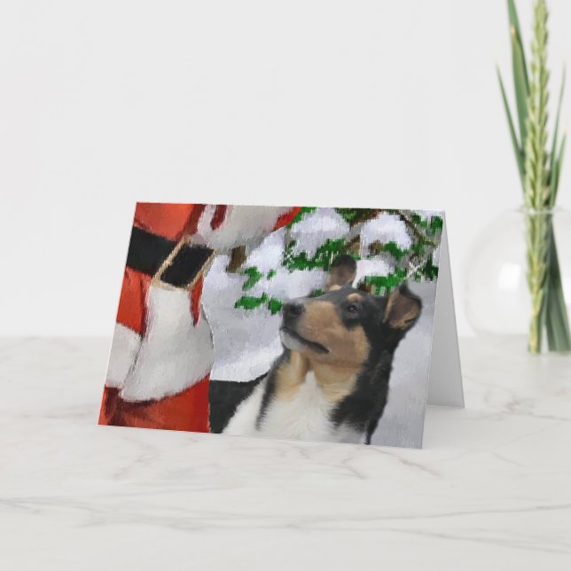 Cartes Pour Fêtes Annuelles Smooth Collie Cadeaux de Noël (Devant)
