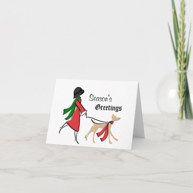 Cartes Pour Fêtes Annuelles Snazzy Dog Walker Noël (Devant)