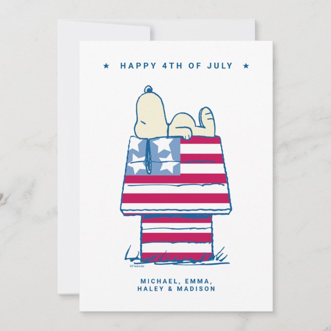 Cartes Pour Fêtes Annuelles Snoopy 4 juillet photo (Devant)