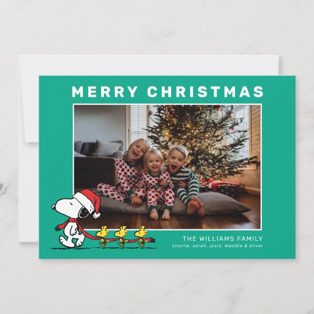 Cartes Pour Fêtes Annuelles Snoopy & Friends Photo de la famille de Noël (Devant)