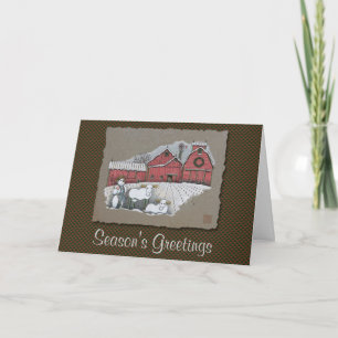 Cartes Pour Fêtes Annuelles Snow Cows & Barn
