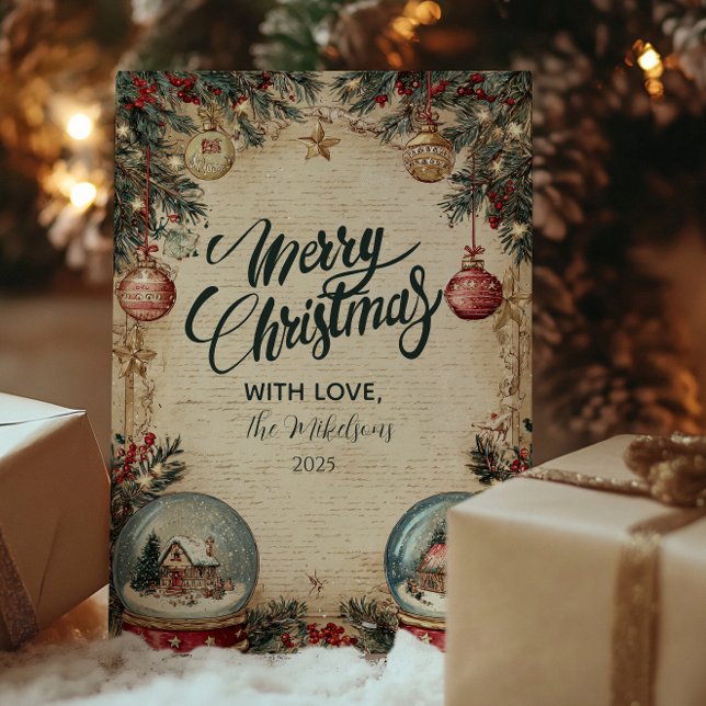 Cartes Pour Fêtes Annuelles Snow Globe Wonderland Noël (Créateur téléchargé)