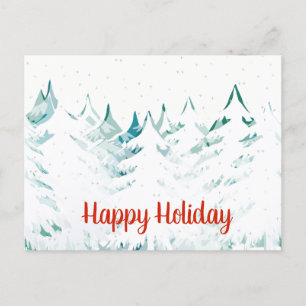 Cartes Pour Fêtes Annuelles Snow Laden Arbres de Noël Verts Turquoises & Blanc