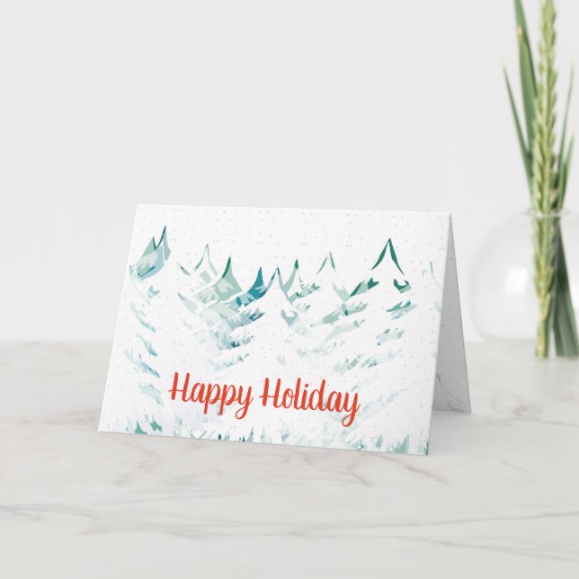Cartes Pour Fêtes Annuelles Snow Laden Trees Joyeuses Fêtes Noël blanc (Devant)