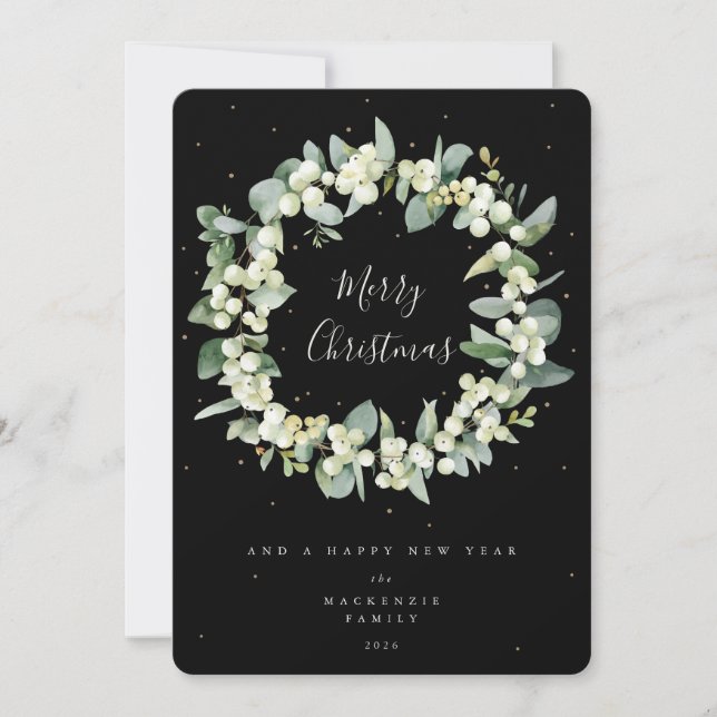 Cartes Pour Fêtes Annuelles Snowberry + Eucalyptus Serre de Noël non photo (Devant)