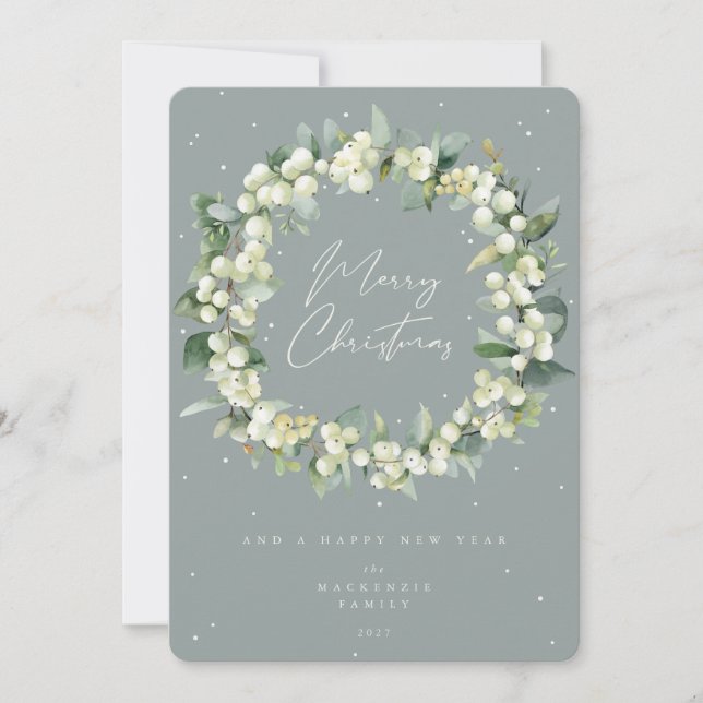 Cartes Pour Fêtes Annuelles Snowberry + Eucalyptus Serre de Noël non photo (Devant)