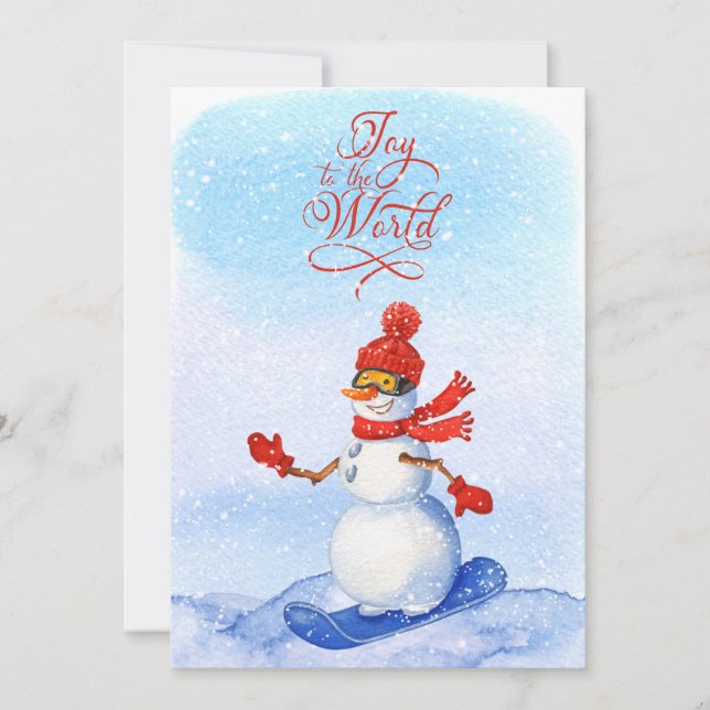 Cartes Pour Fêtes Annuelles Snowboard Waterboard hiver Noël (Devant)