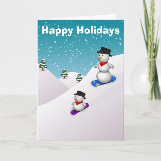 Cartes Pour Fêtes Annuelles Snowboarding (Devant)