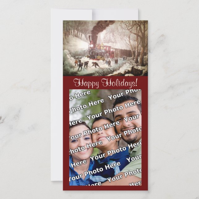 Cartes Pour Fêtes Annuelles Snowbound Train Photocard (Devant)