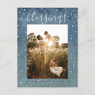 Cartes Pour Fêtes Annuelles Snowfall d'hiver Bénédiction de Noël bleu Noël