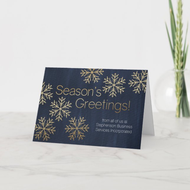 Cartes Pour Fêtes Annuelles Snowflake Blue Saison's Greeting Business Holiday (Devant)