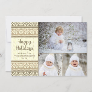 Cartes Pour Fêtes Annuelles Snowflake Brown Sweater 3 Photos Salutation person