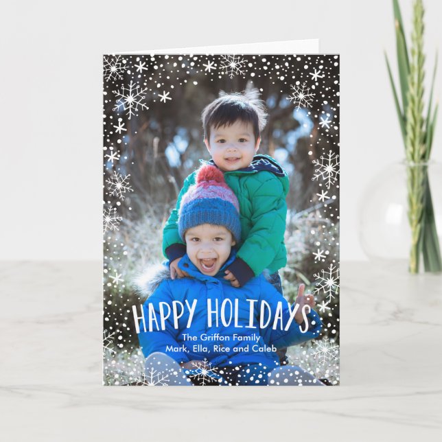 Cartes Pour Fêtes Annuelles Snowflake Joyeuses Fêtes (Devant)
