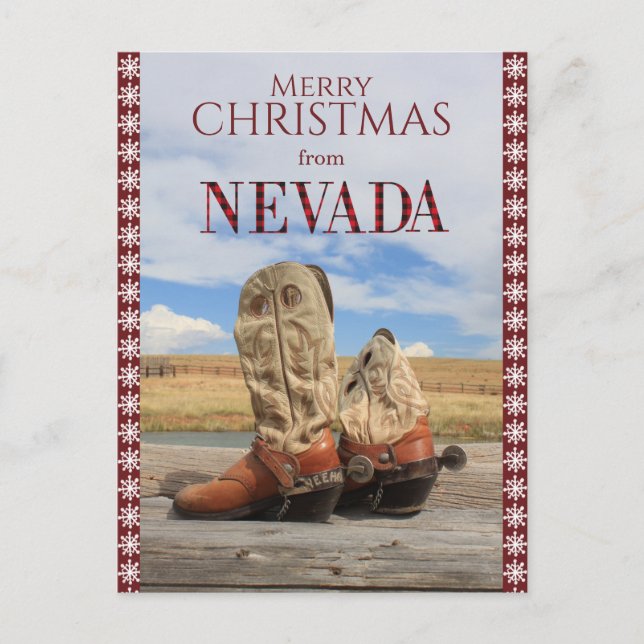 Cartes Pour Fêtes Annuelles Snowflake Nevada Cowboy Boots Noël (Devant)