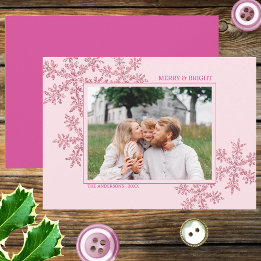 Cartes Pour Fêtes Annuelles Snowflake Pink Glam Élégante photo de Noël