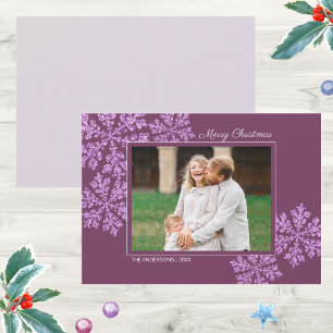 Cartes Pour Fêtes Annuelles Snowflake Plum Bling Élégante photo de Noël