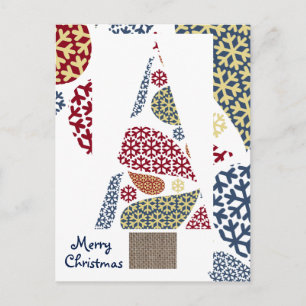 Cartes Pour Fêtes Annuelles Snowflake Teardrys Arbre Noël Holiday Postcar
