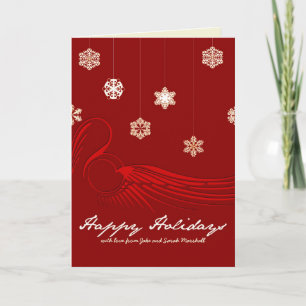 Cartes Pour Fêtes Annuelles Snowflake Wings Red Holiday Card