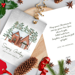 Cartes Pour Fêtes Annuelles Snowflakes Aquarelle Scandi Pins de Noël Arbres