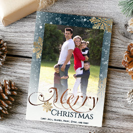 Cartes Pour Fêtes Annuelles Snowflakes bleu rustique Joyeux Noël Photo