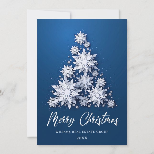 Cartes Pour Fêtes Annuelles Snowflakes Christmas Tree Salutation d'entreprise (Devant)