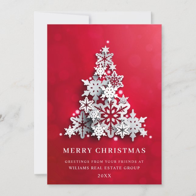 Cartes Pour Fêtes Annuelles Snowflakes Christmas Tree Salutation d'entreprise (Devant)