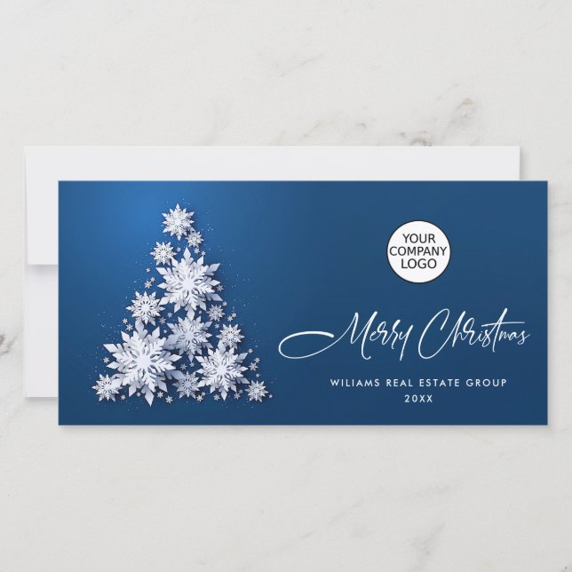 Cartes Pour Fêtes Annuelles Snowflakes Christmas Tree Salutation d'entreprise (Devant)