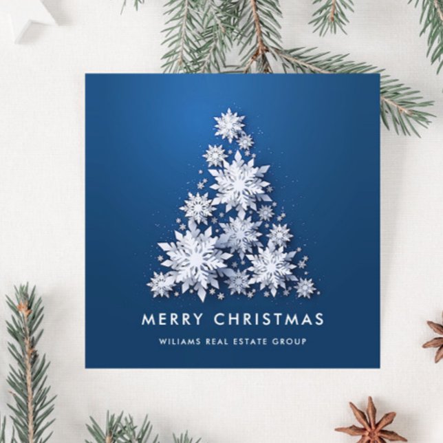 Cartes Pour Fêtes Annuelles Snowflakes Christmas Tree Salutation d'entreprise (Créateur téléchargé)