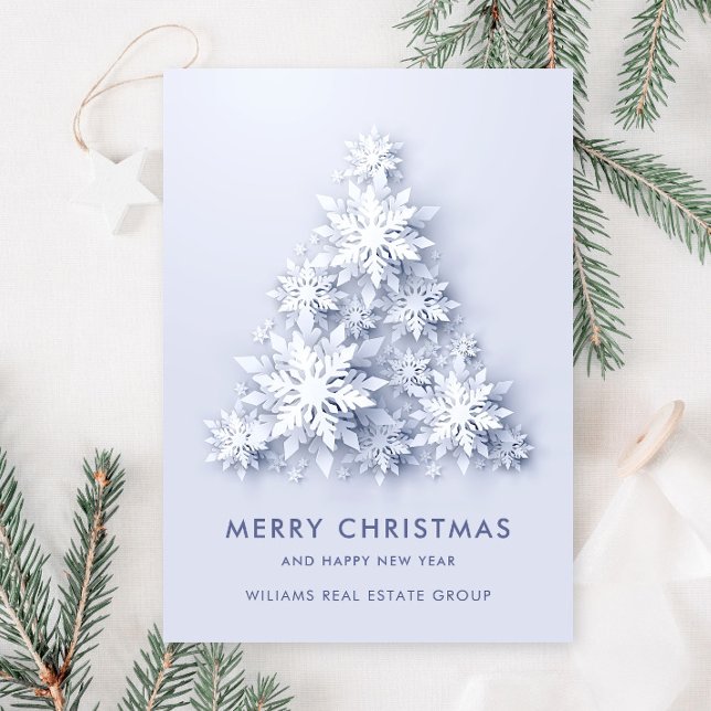 Cartes Pour Fêtes Annuelles Snowflakes Christmas Tree Salutation d'entreprise (Créateur téléchargé)
