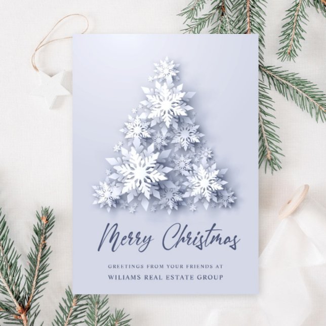 Cartes Pour Fêtes Annuelles Snowflakes Christmas Tree Salutation d'entreprise (Créateur téléchargé)