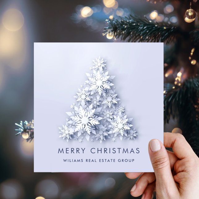 Cartes Pour Fêtes Annuelles Snowflakes Christmas Tree Salutation d'entreprise (Créateur téléchargé)
