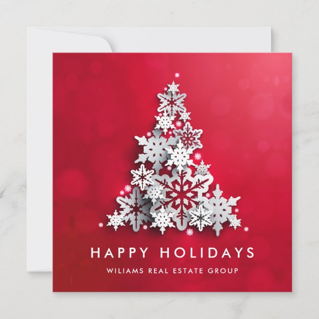 Cartes Pour Fêtes Annuelles Snowflakes Christmas Tree Salutation d'entreprise (Devant)
