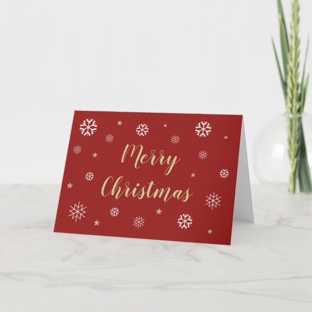 Cartes Pour Fêtes Annuelles Snowflakes de Noël Joyeux Classique Blanc Rouge (Devant)